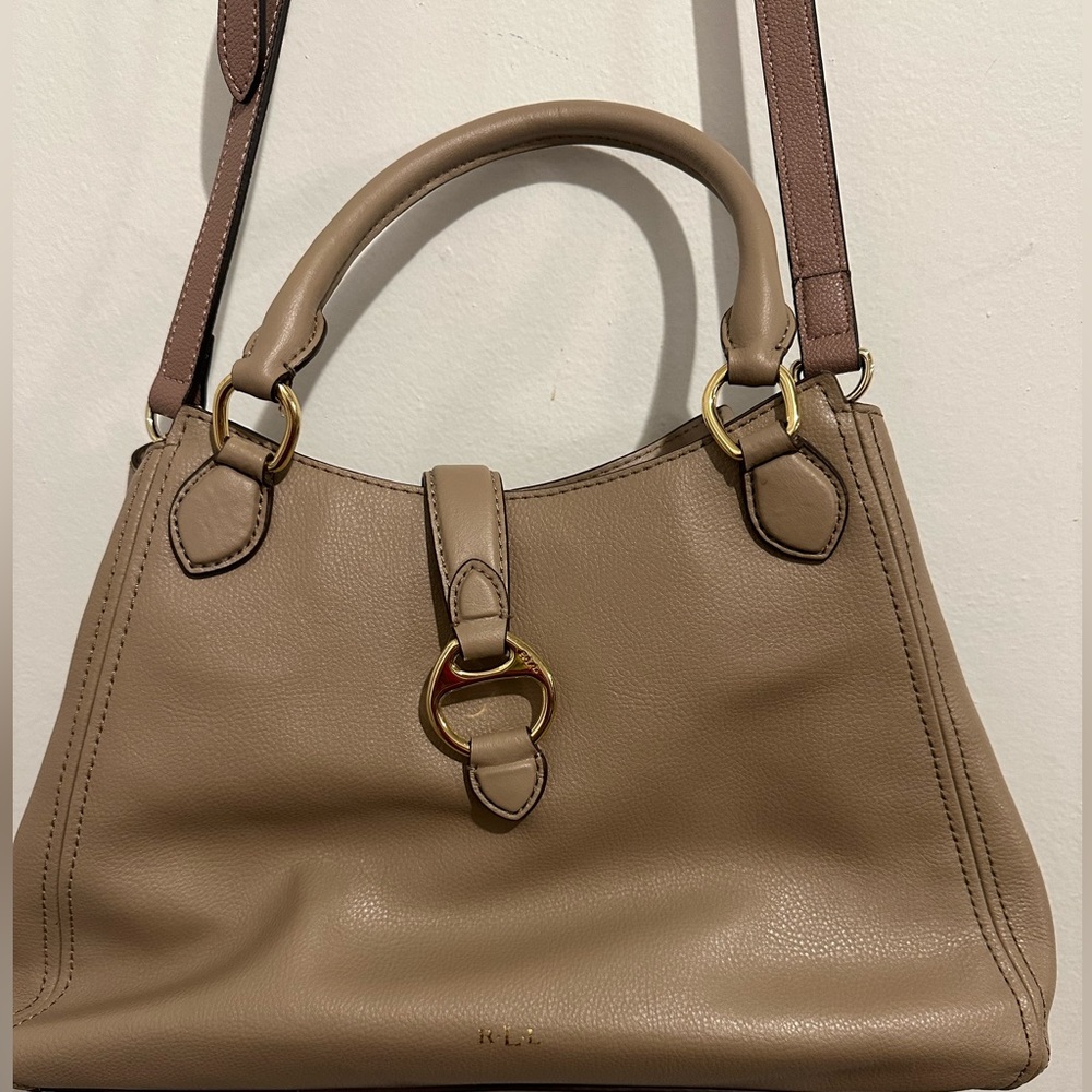 Ralph Lauren Allenville City Taupe Satchel Purse -Amazing Condition!